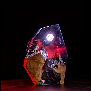 Epoxy Lamp - Custom Night Light Hunter's Moon - Breakwooden BR2812