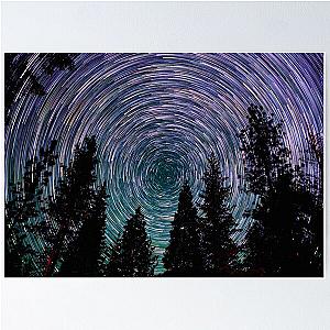 Polaris Star Trails Over Forest in King's Canyon  Poster RB0301