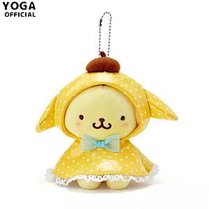 Pompom Purin Yellow Dog Wearing Raincoat Keychain