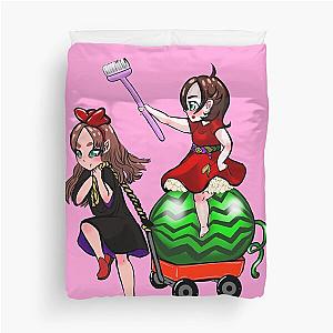 Fan art of Kiki and Ponyo Duvet Cover