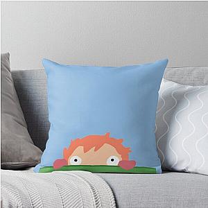 Peeping Ponyo Throw Pillow