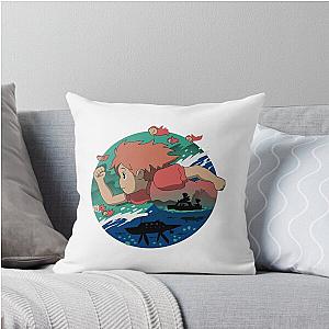 Kava Studio Ponyo on the Cliff by the Sea Throw Pillow
