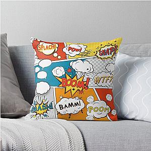 Pop Smoke Pillows - Comic Pop Art pattern in blue, red and yellow Throw Pillow