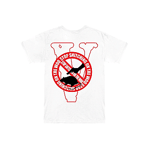 Pop Smoke x Vlone Stop Snitching T-Shirt White/Red Official Merch