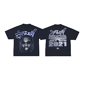 Pop Smoke - Faith Album Tee - Navy Official Merch