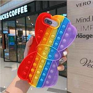 Multi Color Butterfly Silicone Phone Case For iPhone Pop It Accessories