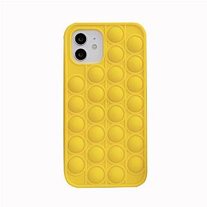 Yellow Silicone Phone Case For iPhone Simple Dimple Fidget Toy Pop It Accessories