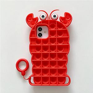 Red Crab Silicone Phone Case For iPhone Simple Dimple Fidget Toy Pop It Accessories