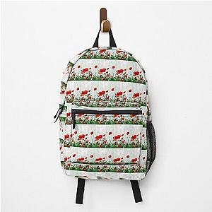 Nature Backpack with Red Poppy Flower Design