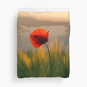 Red Poppy Flower Nature Duvet Cover