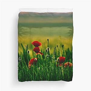 Poppy Flower Landscape Nature Duvet Cover