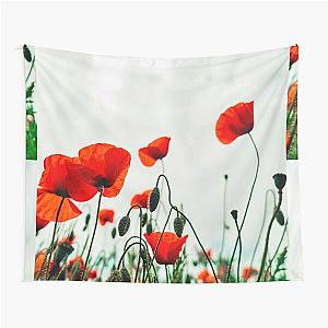 Nature Red Poppy Flower Tapestry