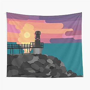 Battery Point Portishead Lighthouse with a sunset background Tapestry