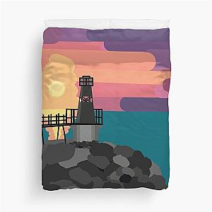 Battery Point Portishead Lighthouse with a sunset background Duvet Cover