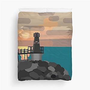 Battery Point Portishead Lighthouse with a sunrise background Duvet Cover