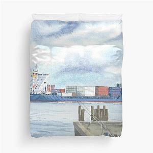 Passing Portishead Pier Duvet Cover