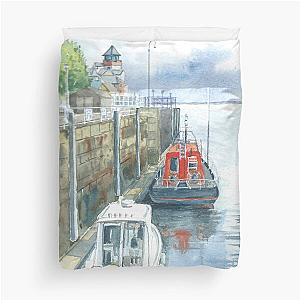 Leaving Portishead Marina Duvet Cover