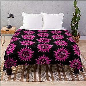 Pink Anti-Possession Symbol (Black) Throw Blanket