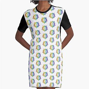 Rainbow Anti-Possession Symbol Graphic T-Shirt Dress