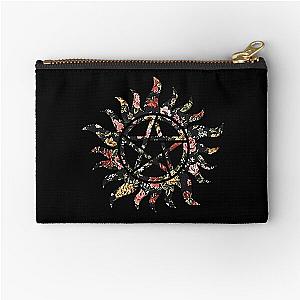 Floral Anti-Possession Symbol Zipper Pouch