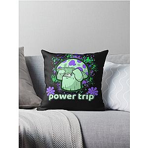 Power Trip Mushroom Pun Throw Pillow