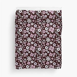 Pretty in Pink Flowers Spring Floral Pattern - Maroon Duvet Cover