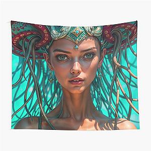 Cute Alien Fantasy Jellyfish Princess Tapestry