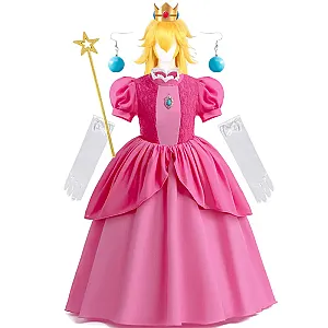 Peach Princess Game Cosplay Costume Children Birthday Dress