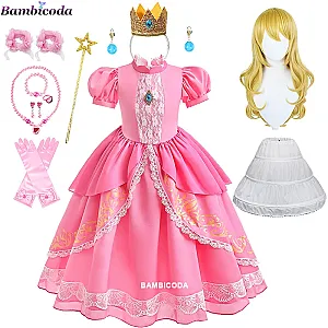 Peach Princess Girl Cosplay Costume Children Stage Performance Outfits