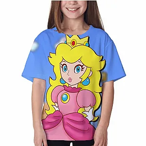 Peach Princess Print Super Mario Children's T-Shirt