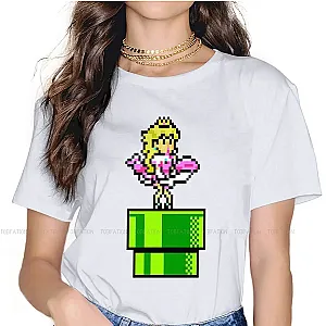 Princess Peach Pixel Game Flower Pot Plant Cartoon T-shirts