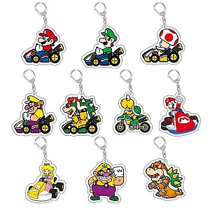 Super Mario Mario Luigi Bowser Peach Princess Keychains