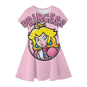 Peach Princess Game Cartoon Baby Girls Dress