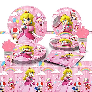 Princess Peach Party Decoration Disposable Tableware Cup Plate Supplies