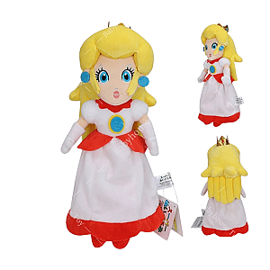 25cm White Red Dress Princess Peach Super Mario Bros Stuffed Toy Plush