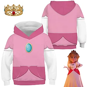 Princess Peach Game Character Cosplay Crown Girls Hoodie