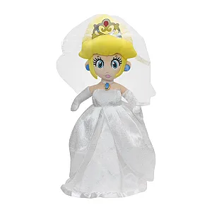 34CM White Mario Princess Peach Wedding Dress Plush
