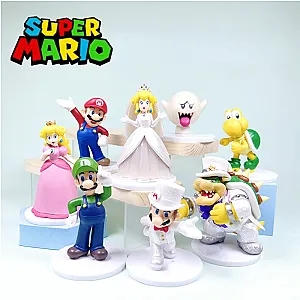 8pcs/lot Super Mario Bros Princess Peach Wedding Theme Cartoon Figure Toys