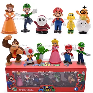 6pcs/set Mario Bros Bowser Princess Peach Mario Luigi Figure Sets Toys