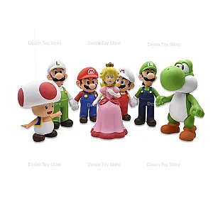 Super Mario Bros Princess Peach Green Yoshi Donkey Kong Luigi Toad Action Figure Toys