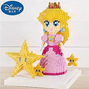 Disney Peach Princess Super Mario Star Pink Girl Building Blocks Toys