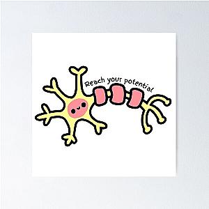 Reach your potential - Cute Neuron - Psychology Design Poster