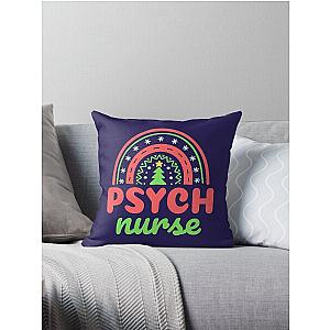 Psych Nurse Christmas Rainbow Psychiatric Nursing Throw Pillow
