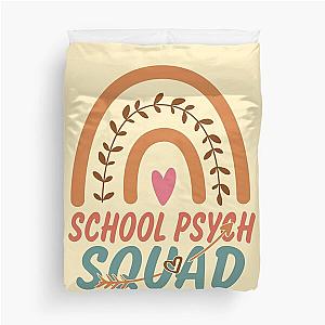 School Psych Squad Rainbow Quote Gift Idea For Men and Womens - Funny School Psych Duvet Cover