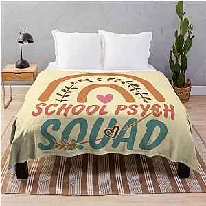 School Psych Squad Rainbow Quote Gift Idea For Men and Womens - Funny School Psych Throw Blanket