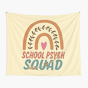 School Psych Squad Rainbow Quote Gift Idea For Men and Womens - Funny School Psych Tapestry