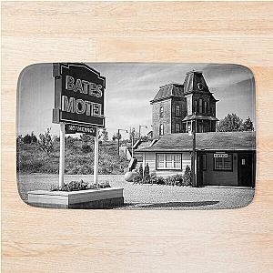 motel spooky psycho norman vintage antique still print  Bath Mat