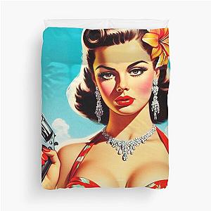 Vintage Summer Pulp Girl Duvet Cover
