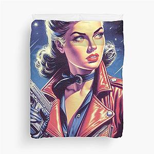 Retro Sci-Fi Girl Duvet Cover