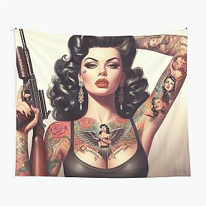 Retro Pulp Tattooed Girl Tapestry
